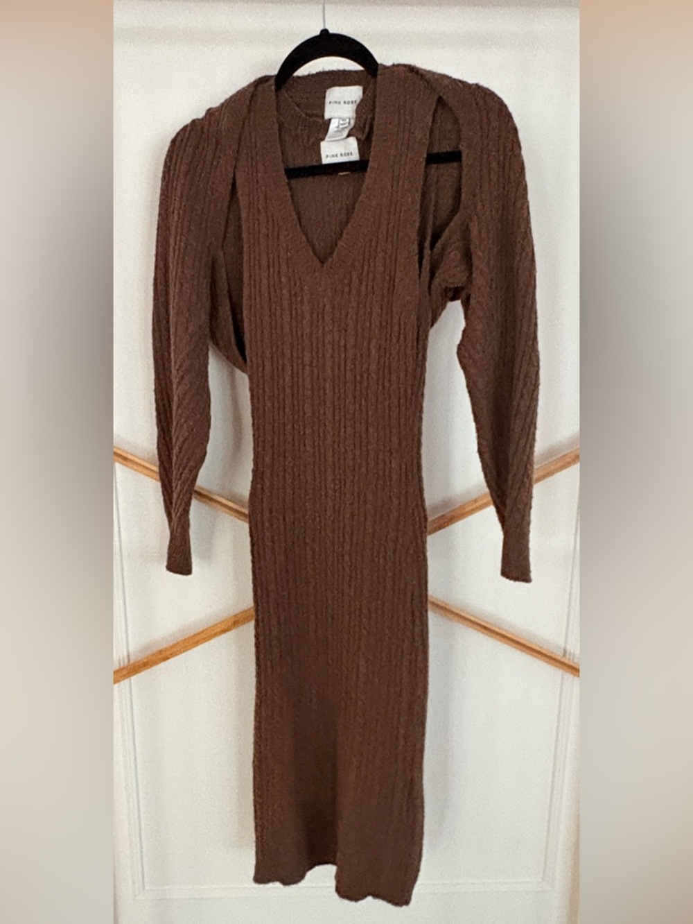 2Pcs Set Brown Wool Dress and Bolero Shrug